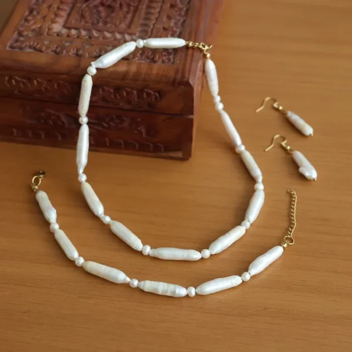 مروارید پرورشی باروک (دستبند، گوشواره، گردنبند)