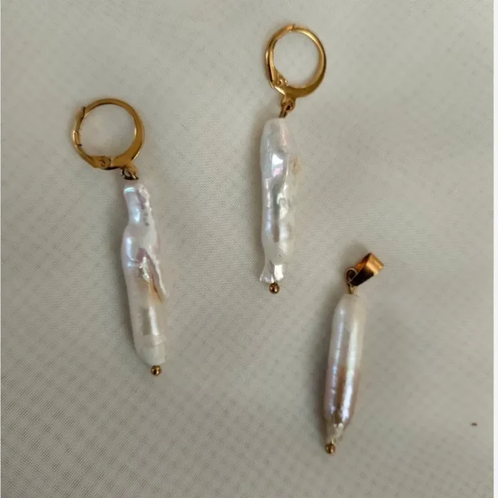 مروارید پرورشی باروک (مدال و گوشواره) کد mv21 - Image 2