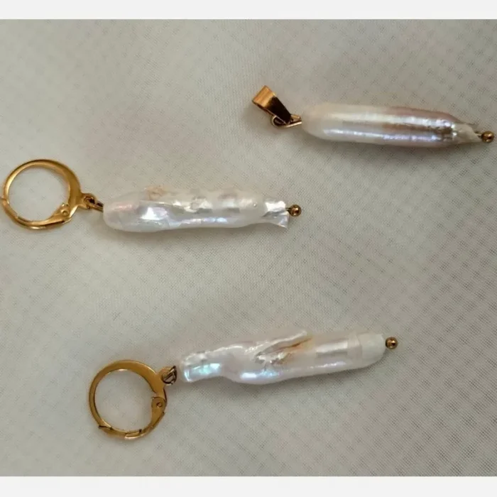 مروارید پرورشی باروک (مدال و گوشواره) کد mv21 - Image 3