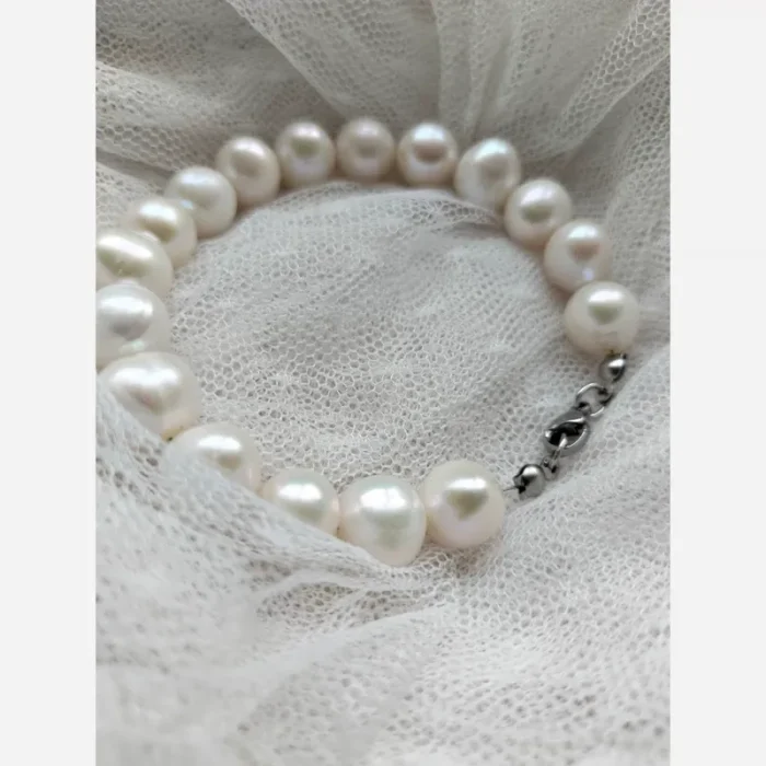 دستبند مروارید پرورشی 10 میل منظم درجه 1 استیل رنگ ثابت mv3 - Image 2