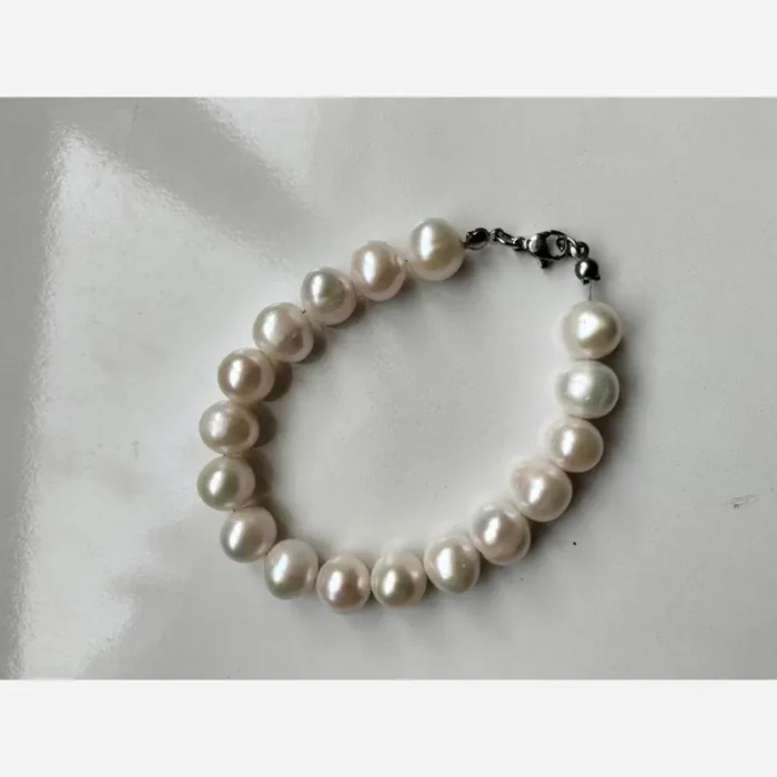 دستبند مروارید پرورشی 10 میل منظم درجه 1 استیل رنگ ثابت mv3 - Image 6