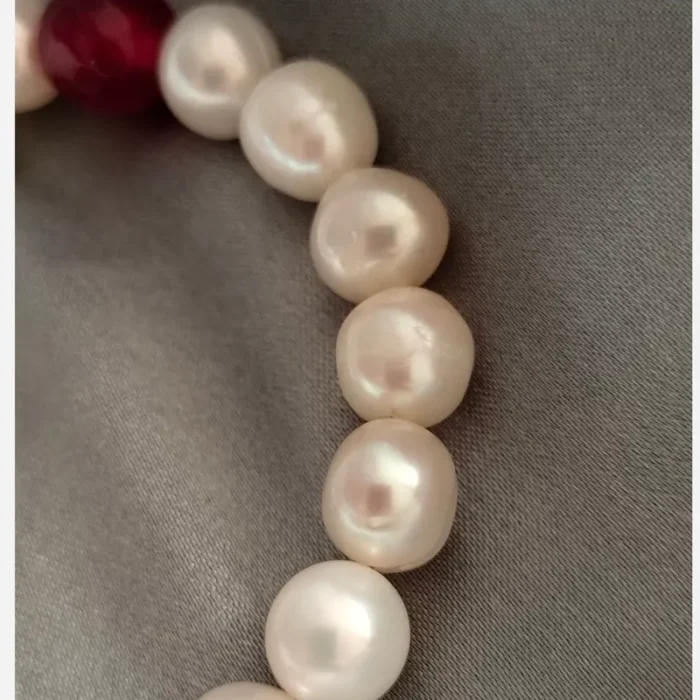 دستبند مروارید پرورشی سایز 8 گرد و غلطان mv6 - Image 2