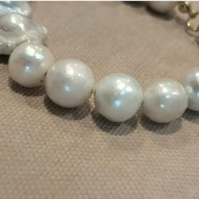 دستبند مروارید پرورشی سایز 9 همراه با مروارید پرورشی باروک mv8 - Image 5