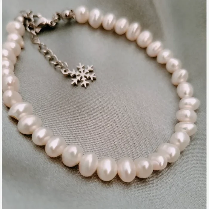 دستبند مروارید پرورشی 4 میل قفل استیل mv9 - Image 3