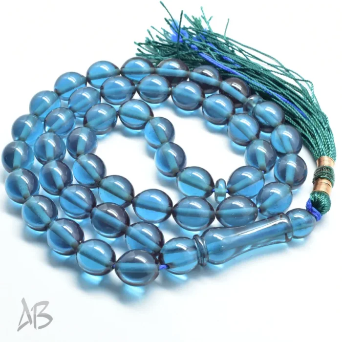 تسبیح سندلوس اصل بودار 43 دانه آبی نفتی تراش تخم کفتری خوشدست کد 1309 - Image 2