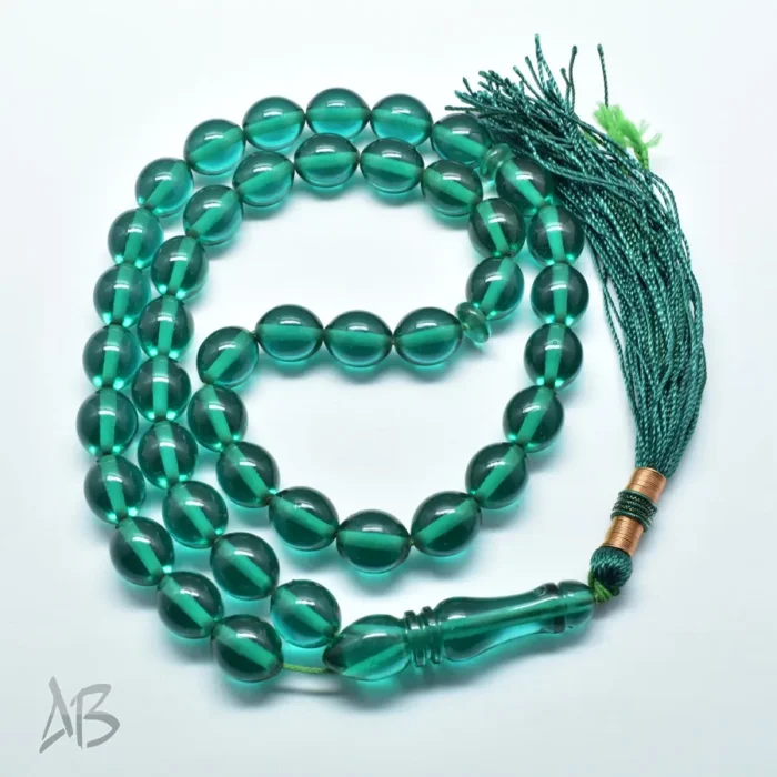 تسبیح سندلوس اصل بودار 43 دانه سبز تراش تخم کفتری خوشدست کد 1311 - Image 3