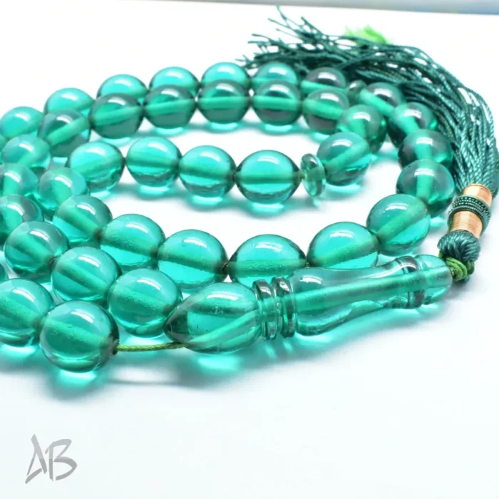 تسبیح سندلوس اصل بودار 43 دانه سبز تراش تخم کفتری خوشدست کد 1311 - Image 6