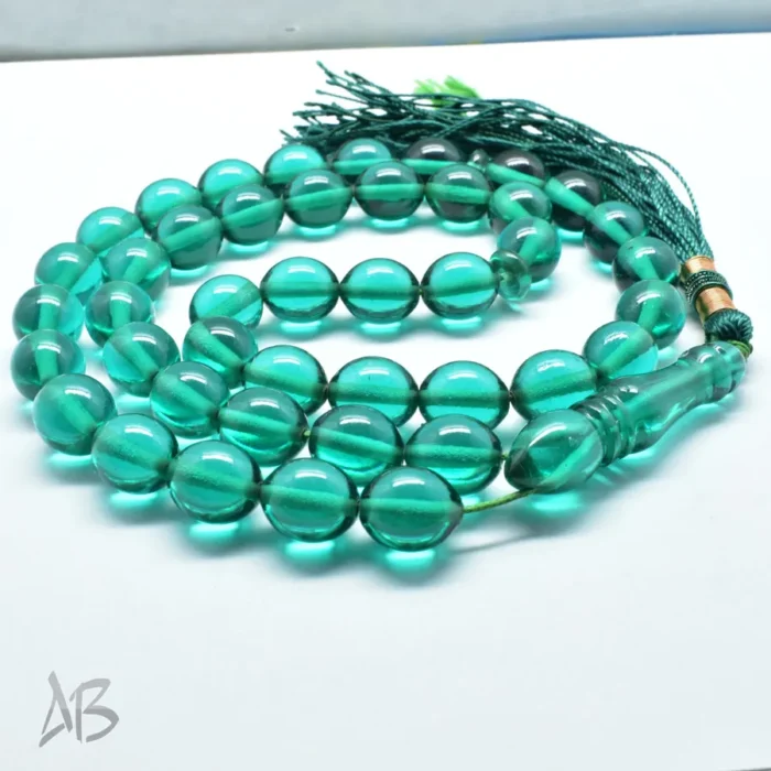 تسبیح سندلوس اصل بودار 43 دانه سبز تراش تخم کفتری خوشدست کد 1311 - Image 7