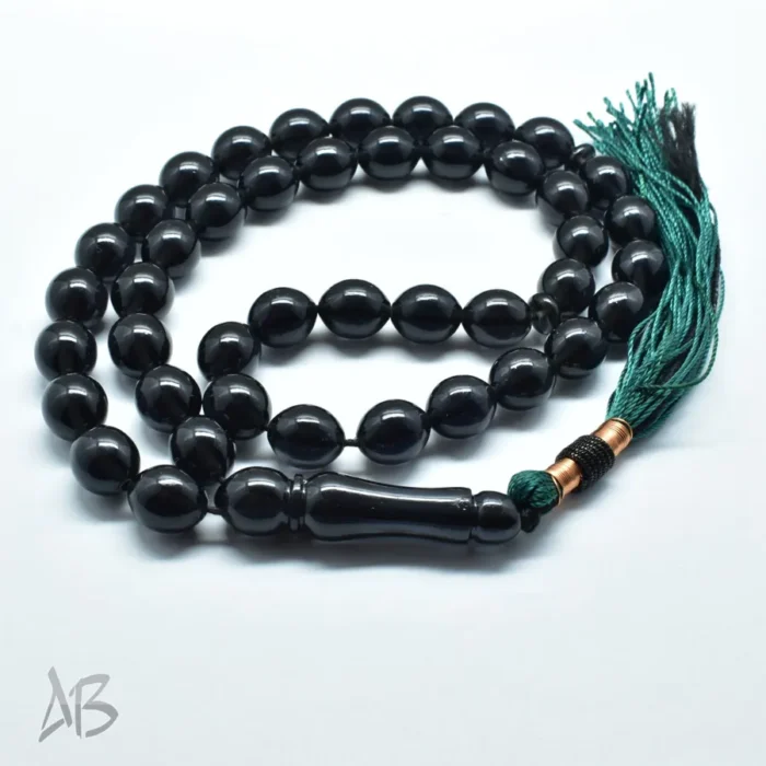 تسبیح سندلوس اصل بودار 43 دانه مشکی تراش تخم کفتری خوشدست کد 1312 - Image 2