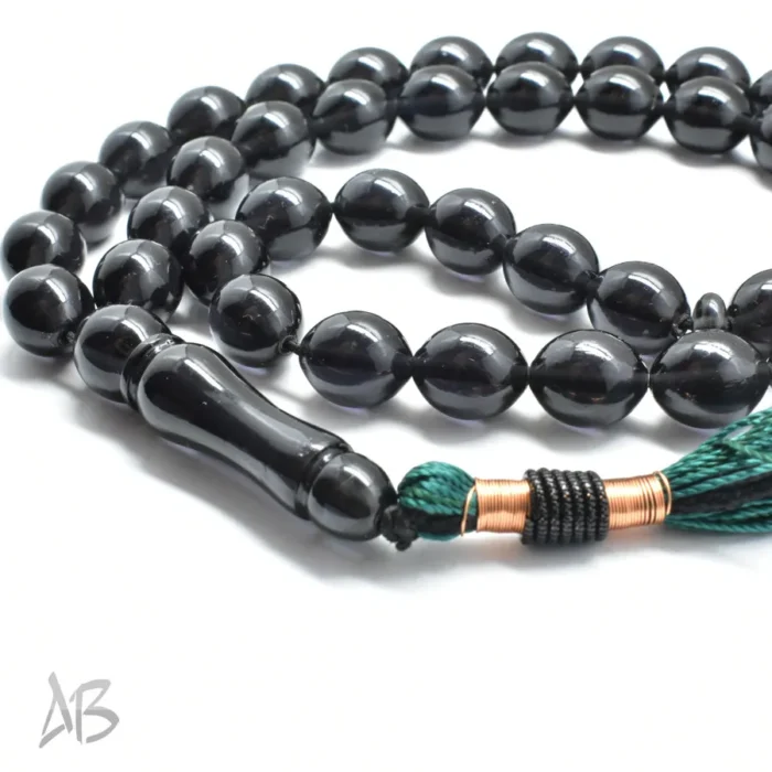 تسبیح سندلوس اصل بودار 43 دانه مشکی تراش تخم کفتری خوشدست کد 1312 - Image 7