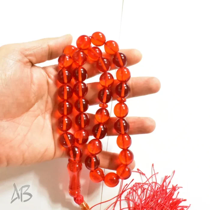 تسبیح سندلوس بودار 35 دانه اصل کد 1315 گرد قرمز روشن آقابزرگ - Image 2