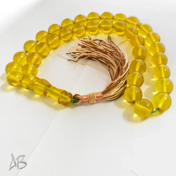 تسبیح سندلوس بودار 35 دانه اصل کد 1316 گرد زرد خوشرنگ آقابزرگ - Image 2
