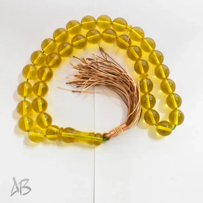 تسبیح سندلوس بودار 35 دانه اصل کد 1316 گرد زرد خوشرنگ آقابزرگ - Image 3