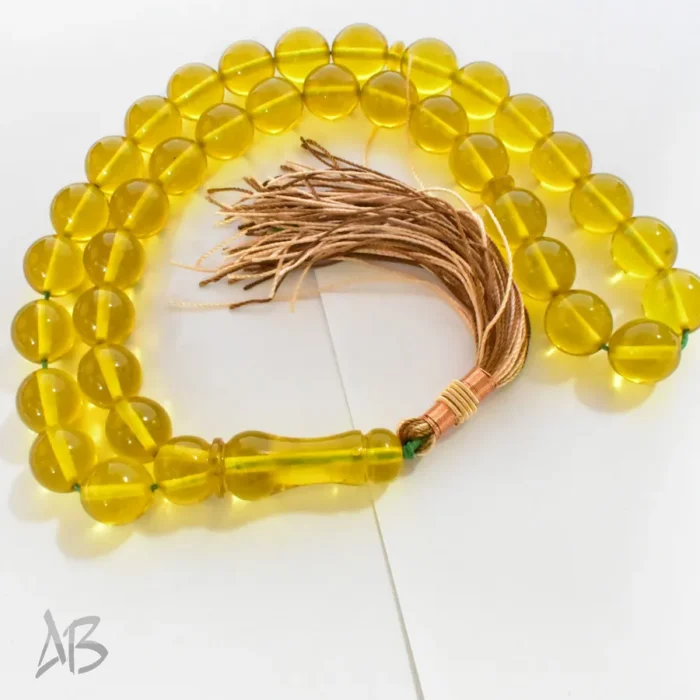 تسبیح سندلوس بودار 35 دانه اصل کد 1316 گرد زرد خوشرنگ آقابزرگ - Image 5