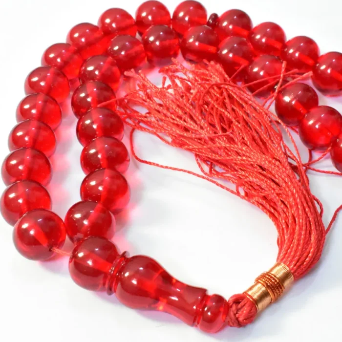 تسبیح سندلوس 33 دانه اصل بودار کد 1326 تراش شلغمی قرمز خوشرنگ سایز 15 - Image 6