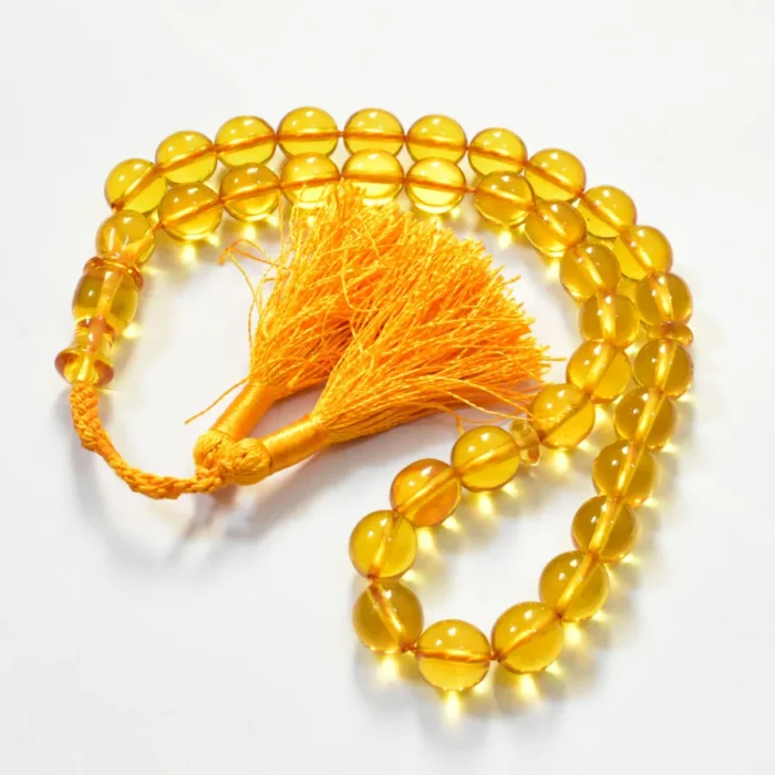 تسبیح سندلوس 33 دانه اصل کد 1328 بودار تراش بیضی زرد سایز 13 آقابزرگ - Image 6