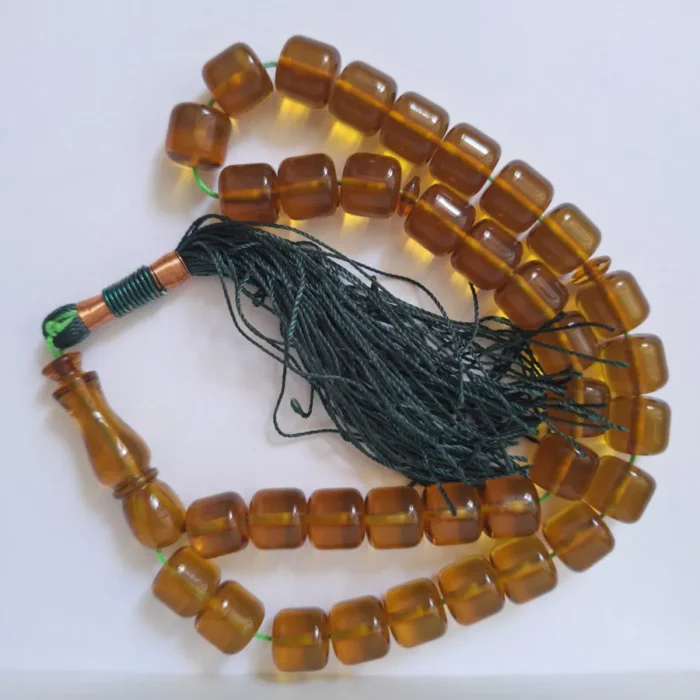 تسبیح سندلوس عسلی بودار 35 دانه اصل کد 1351 استوانه‌ای بسیار خوشرنگ آقابزرگ - Image 8