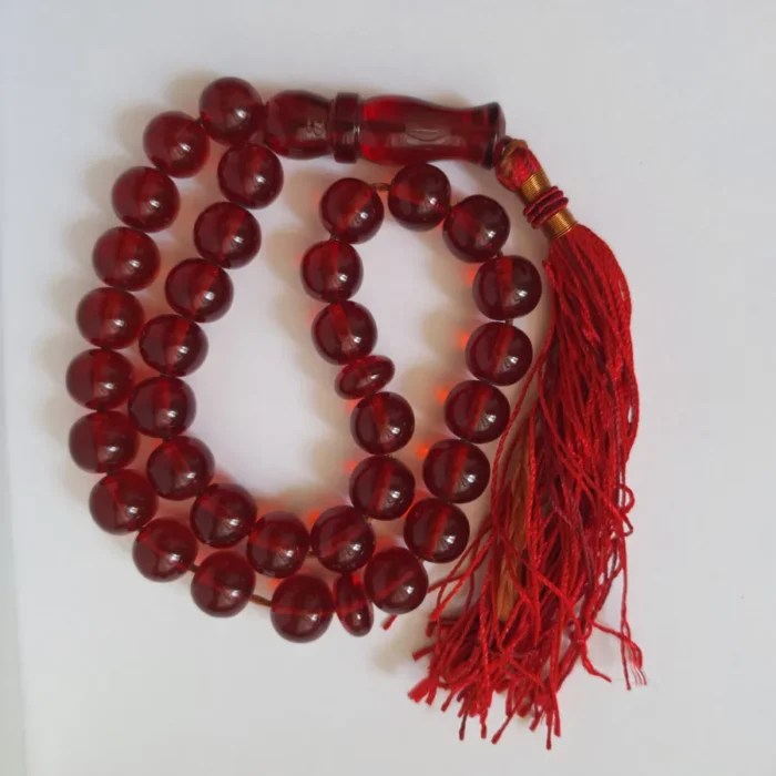 تسبیح سندلوس 33 دانه بودار تراش گرد قرمز خوشرنگ کد 1357 آقابزرگ - Image 2