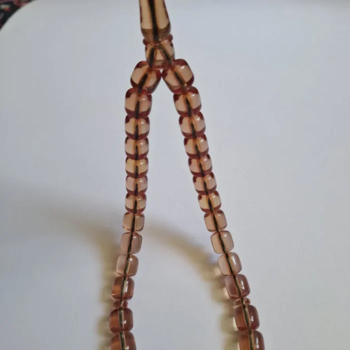 تسبیح سندلوس 33 دانه بودار تراش استوانه‌ای شیشه‌ای قپاندار کد 1360 آقابزرگ - Image 6