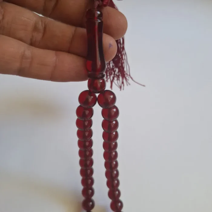 تسبیح سندلوس 51 دانه اصل قرمز تیره بودار گرد کد 1366 آقابزرگ - Image 7