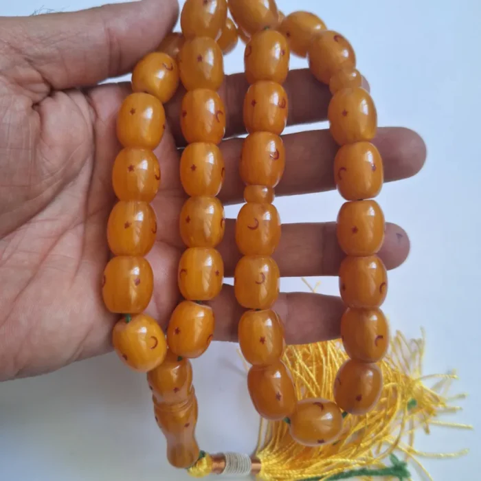 تسبیح سندلوس 33 دانه بودار تراش استوانه‌ای داغ دار خوشرنگ کد 1370 آقابزرگ - Image 2