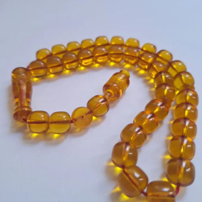 تسبیح سندلوس 33 دانه بودار تراش استوانه‌ای خوشرنگ قپاندار شماره 11 کد 1391 آقابزرگ - Image 2