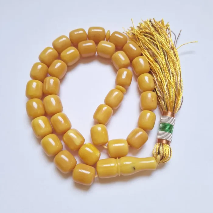 تسبیح سندلوس زرد 33 دانه اصل کد 1404 استوانه‌ای آقابزرگ - Image 6