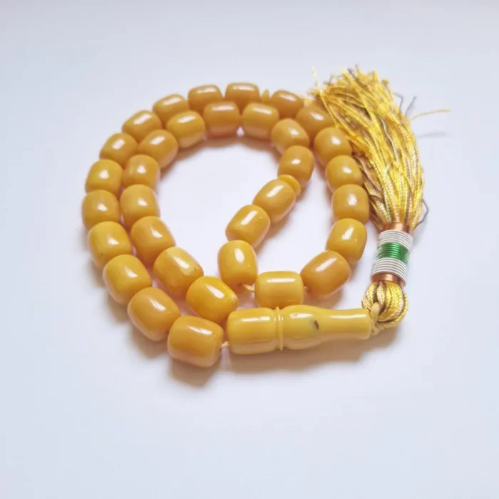تسبیح سندلوس زرد 33 دانه اصل کد 1404 استوانه‌ای آقابزرگ - Image 5
